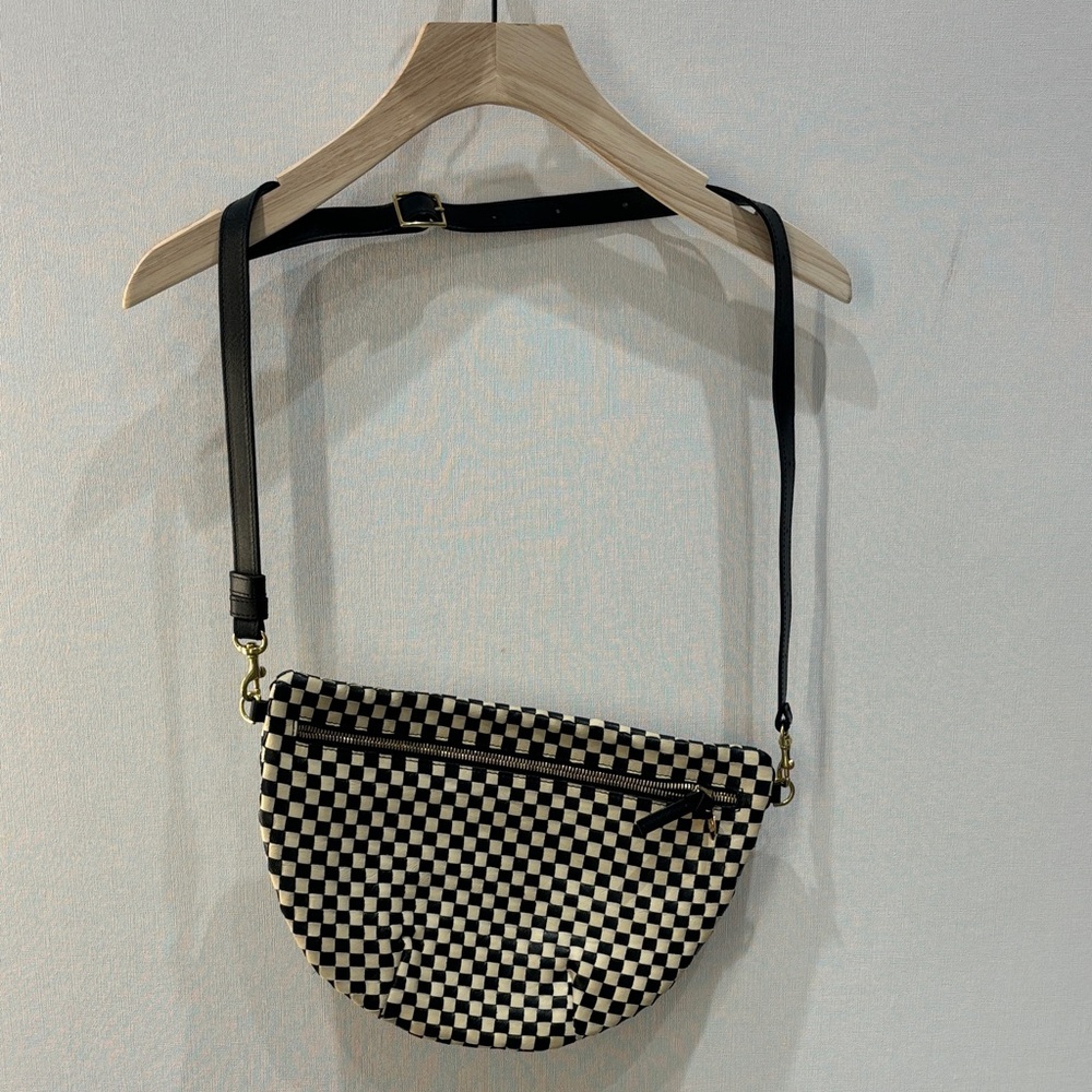 Clare V Checkerboard Grande Fanny Crossbody in Black & White
